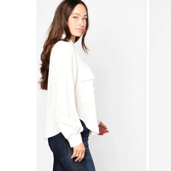 FRAME 100% Silk Clean Safari Shirt in Off White Women's Size Small - Picture 3 of 13